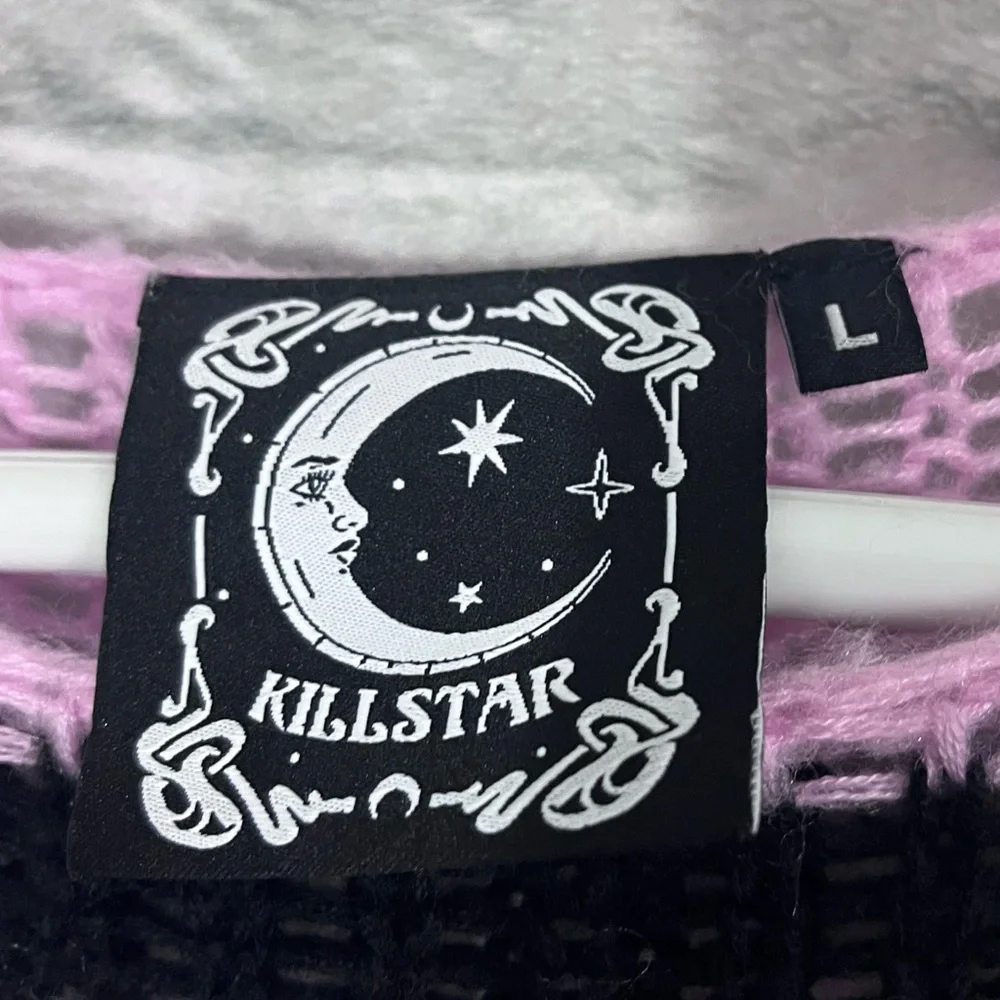 Killstar Size Large Bad Blossoms Knit Sweater Pink And Black Distressed Gothic - Picture 16 of 16